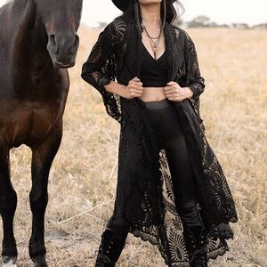 Joyfolie Esme Kimono in Black